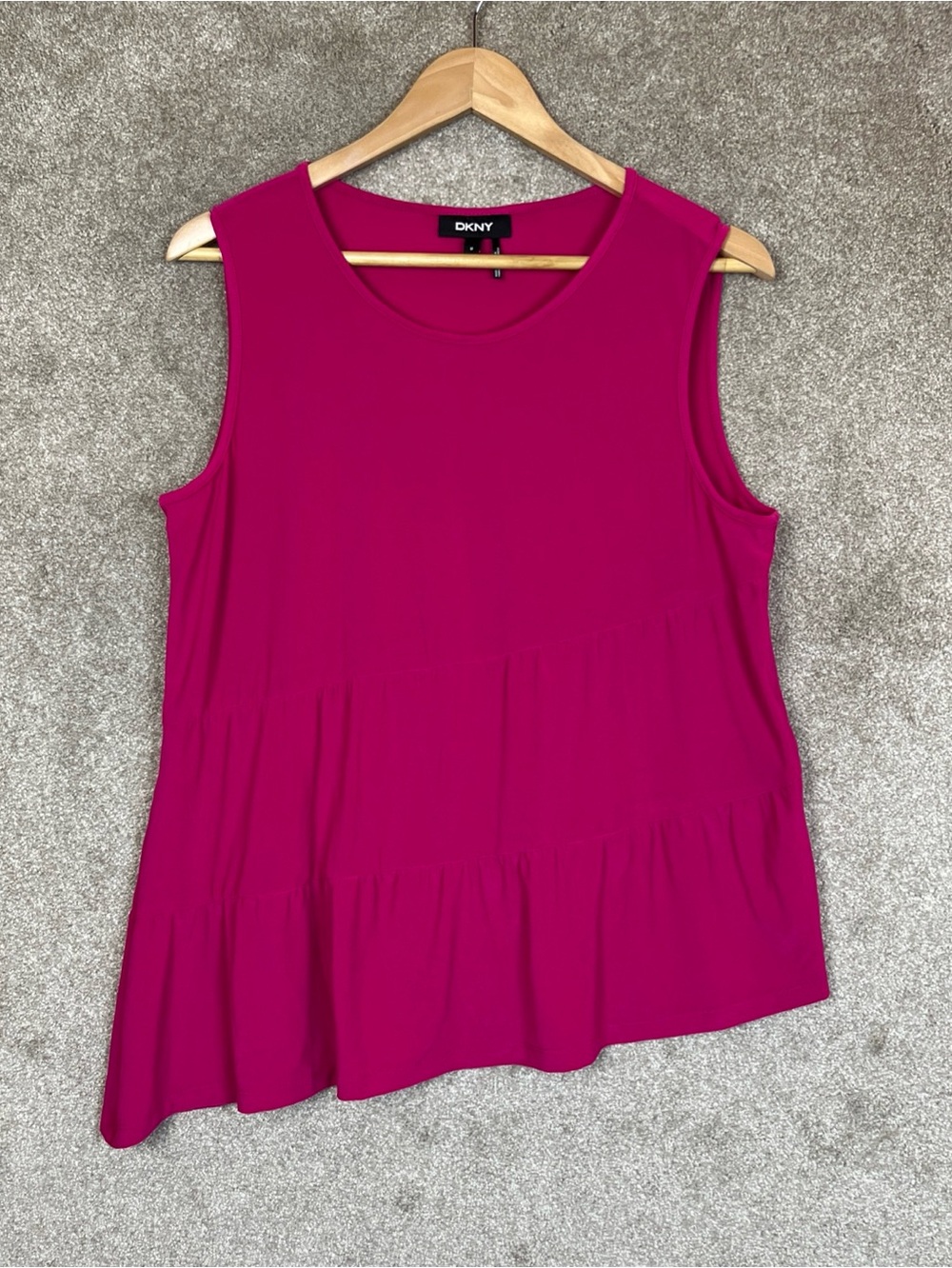 DKNY Tunic Womens Medium Pink Tank Top Pullover Stretch Asymmetrical- 5217